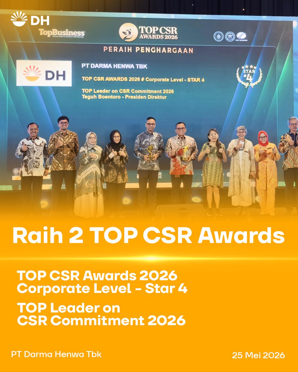 Raih 2 TOP CSR AWARDS 2026